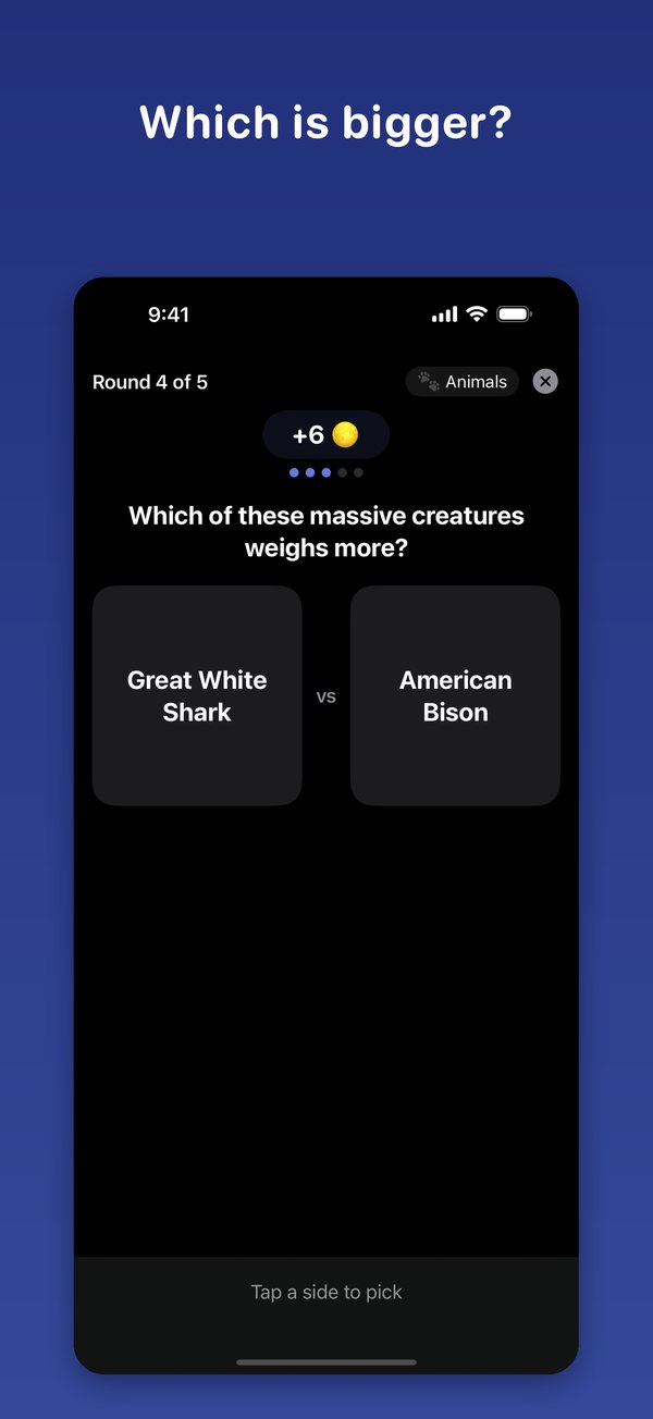 Which is bigger? Two things go head to head.